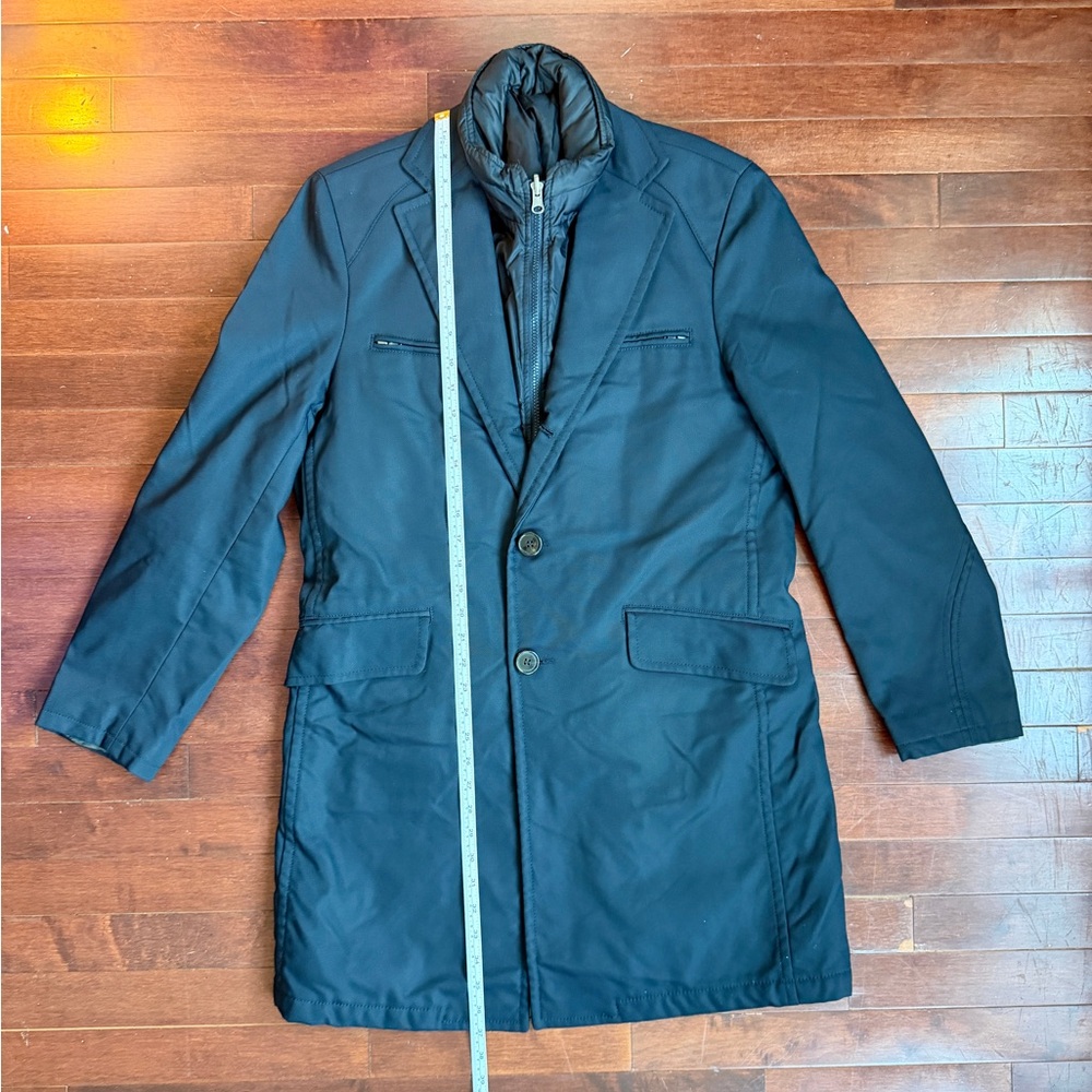 Men's KOAN Navy Blue Coat with Removable Quilted Vest 3-in-1 Convertible Jacket